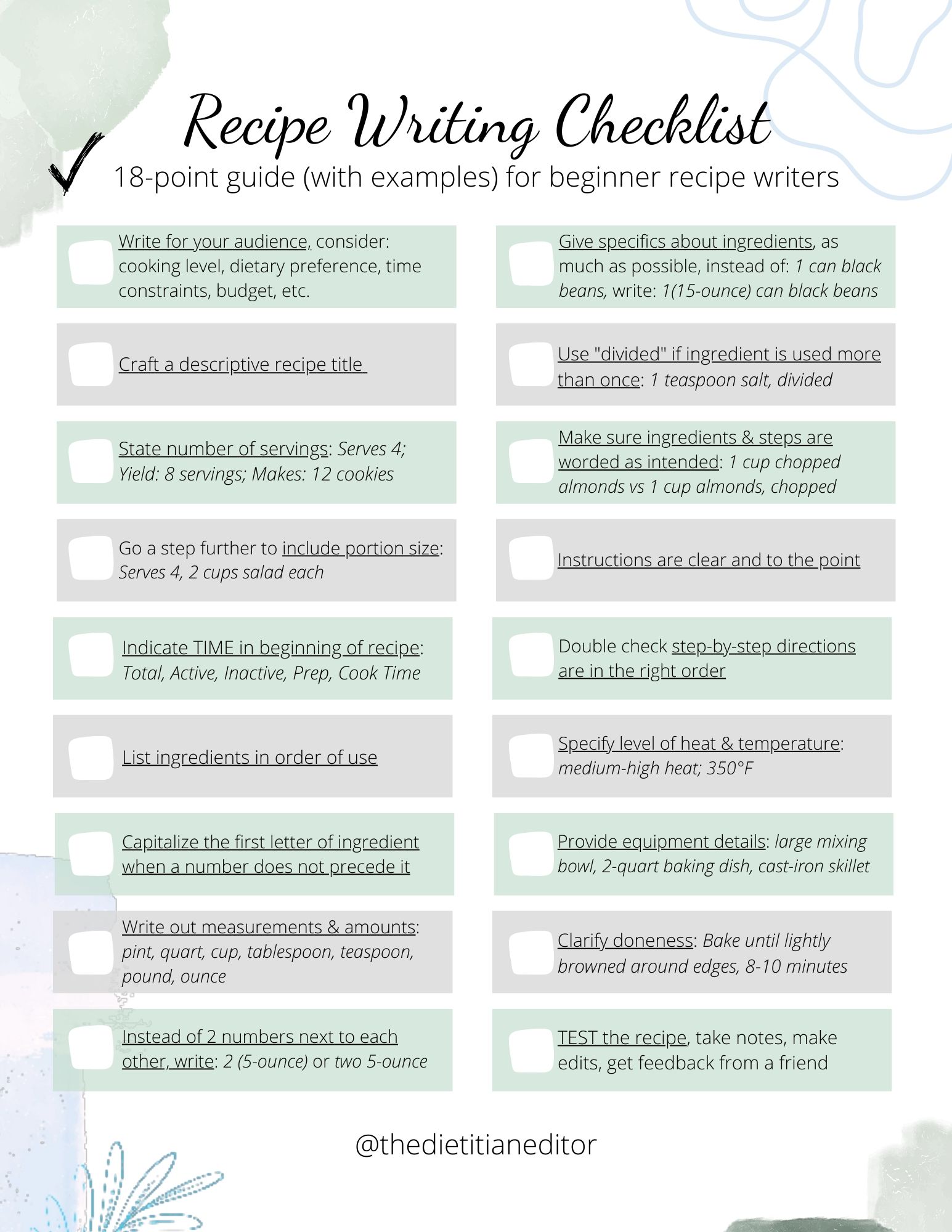 5 Must-Have Components of a Recipe | The Dietitian Editor
